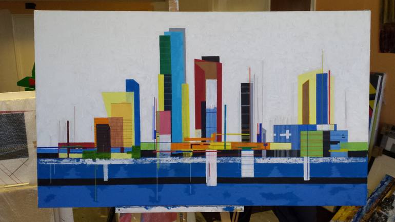 Original Abstract Cities Painting by Michael Rickett