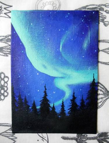 Northern Lights Over The Forest thumb