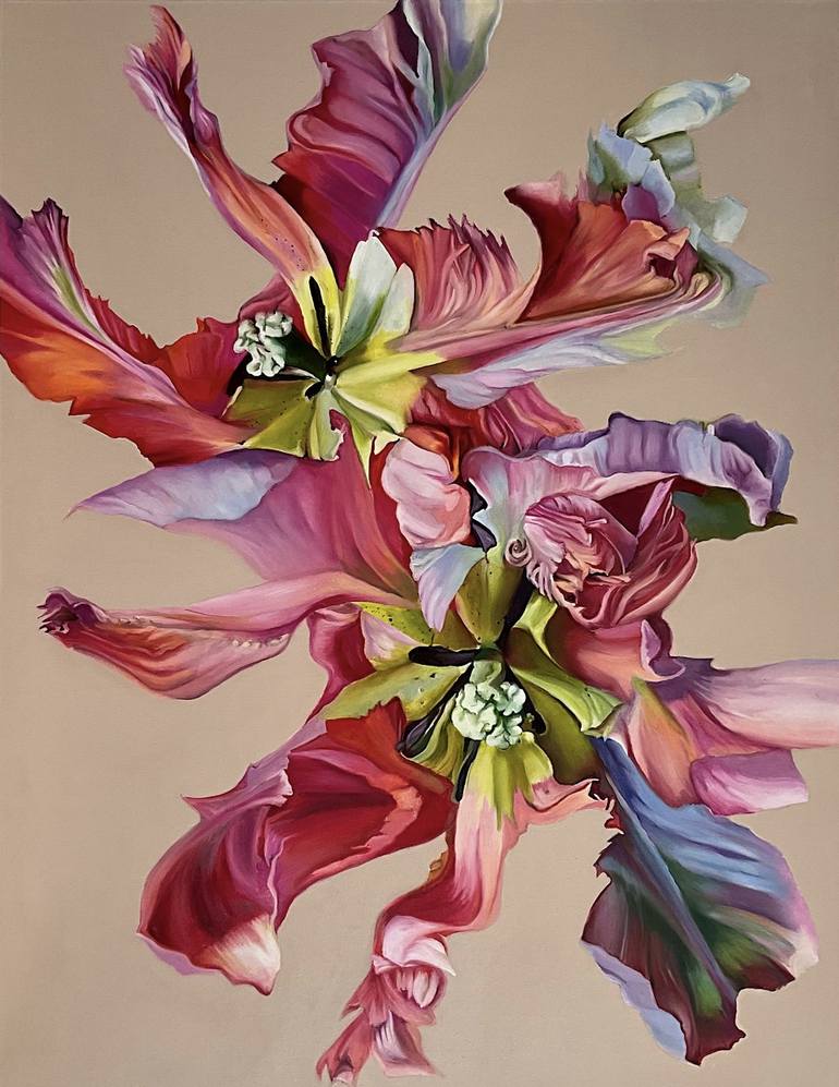 Original Painterly Abstraction Botanic Paintings by Natalia Lugovska