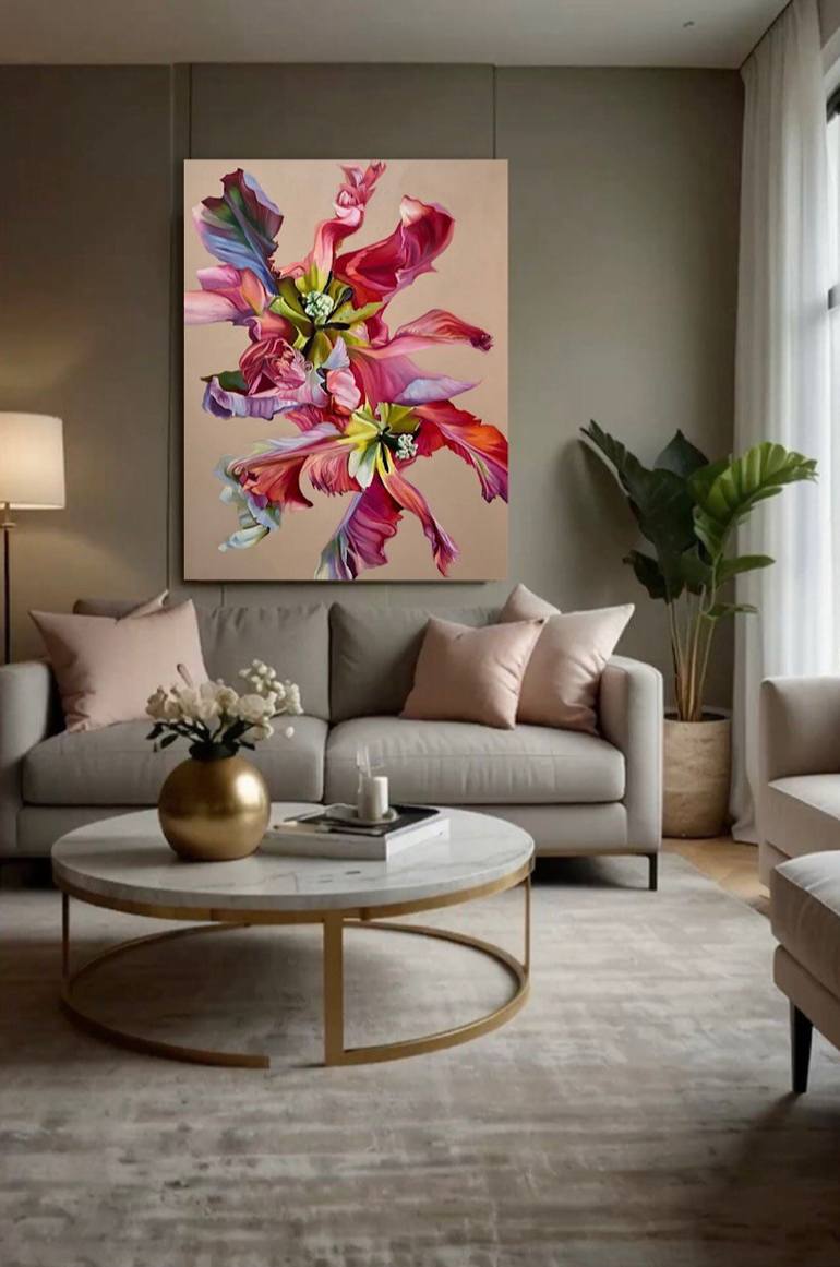 Original Painterly Abstraction Botanic Painting by Natalia Lugovska