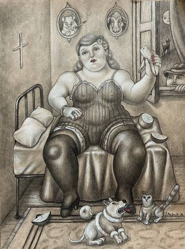 Original Figurative People Drawing by Jocelyn Bullock