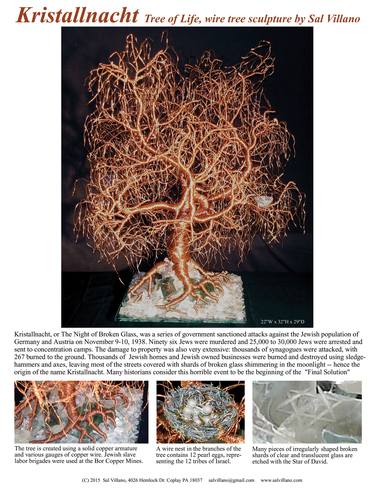 Kristallnacht, Tree of Life, wire tree sculpture thumb