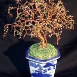 Crystal Oak Mini, Beaded wire tree sculpture Sculpture by Sal