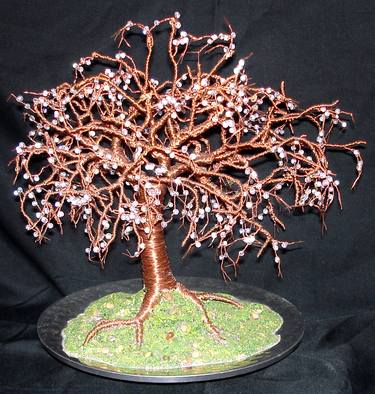 Crystal Willow - Wire Tree Sculpture, with glass beads thumb