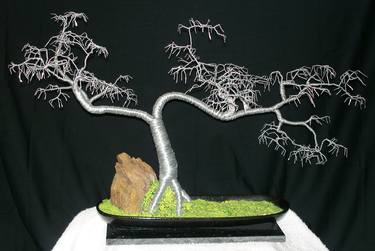 Cascade No.5 Wire Tree Sculpture, with hammered leaves thumb