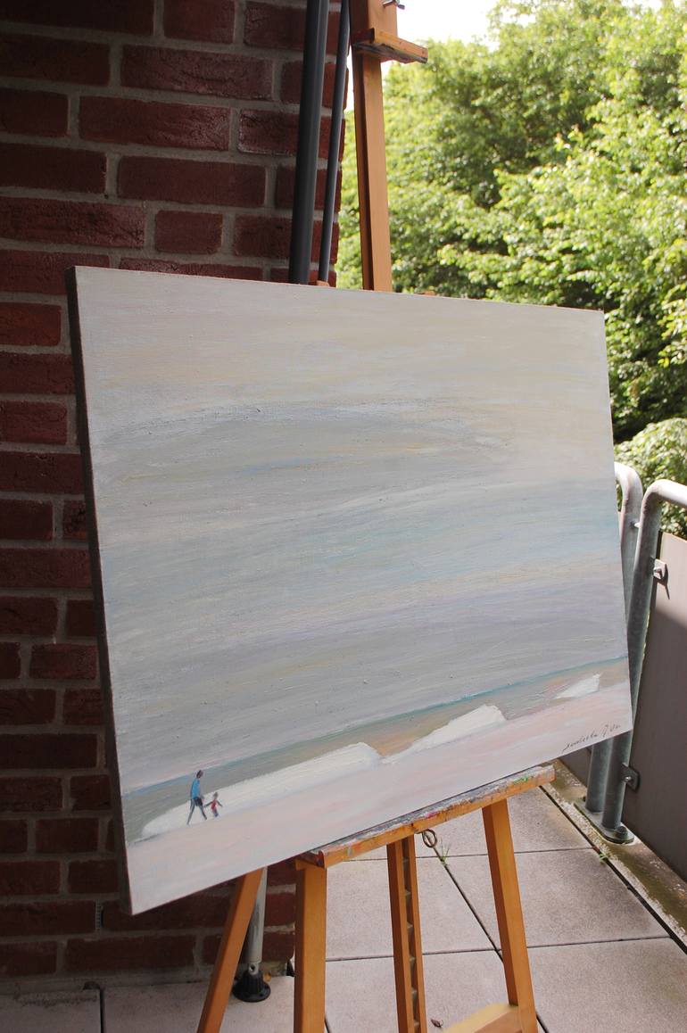 Original Minimalism Beach Painting by Polina Zinoveeva