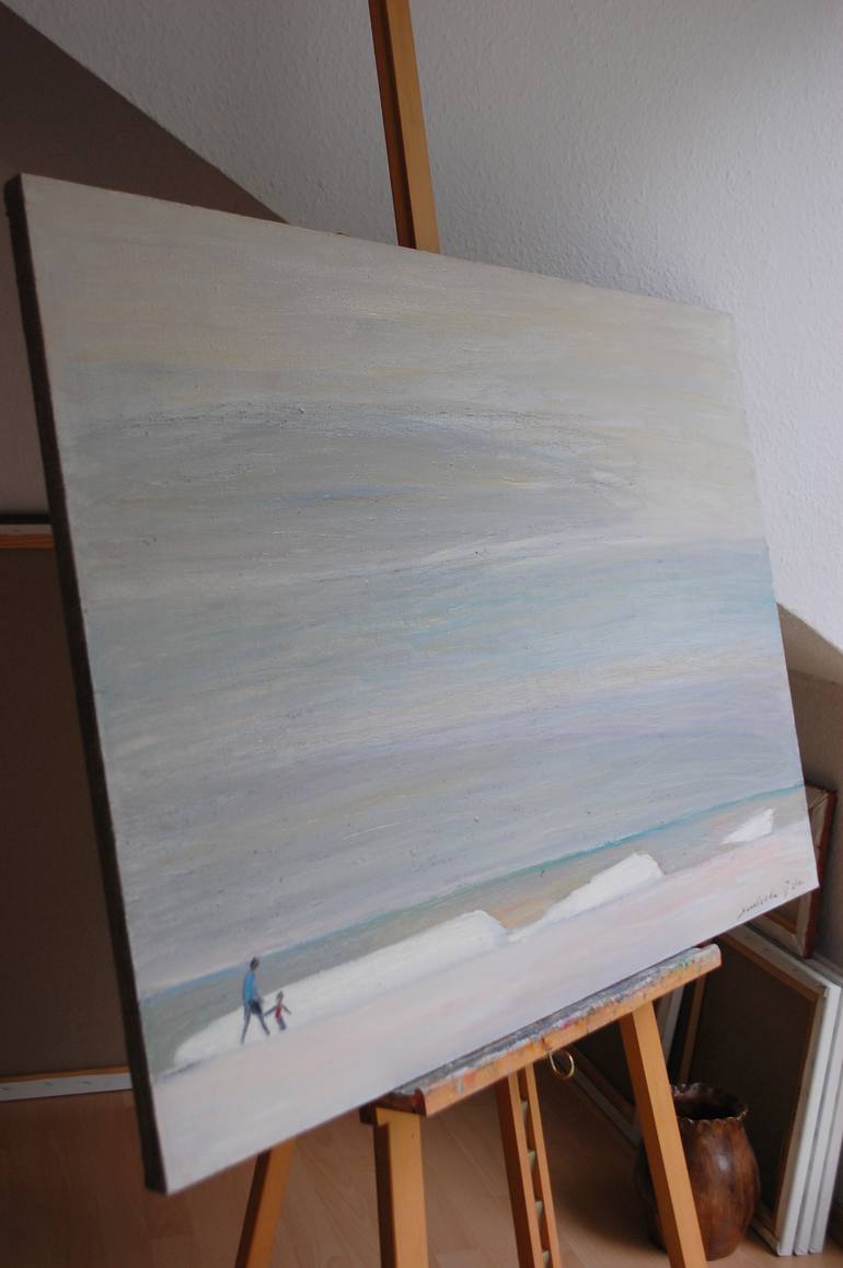 Original Minimalism Beach Painting by Polina Zinoveeva