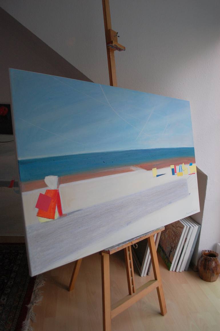 Original Minimalism Beach Painting by Polina Zinoveeva