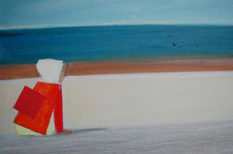 Original Minimalism Beach Painting by Polina Zinoveeva