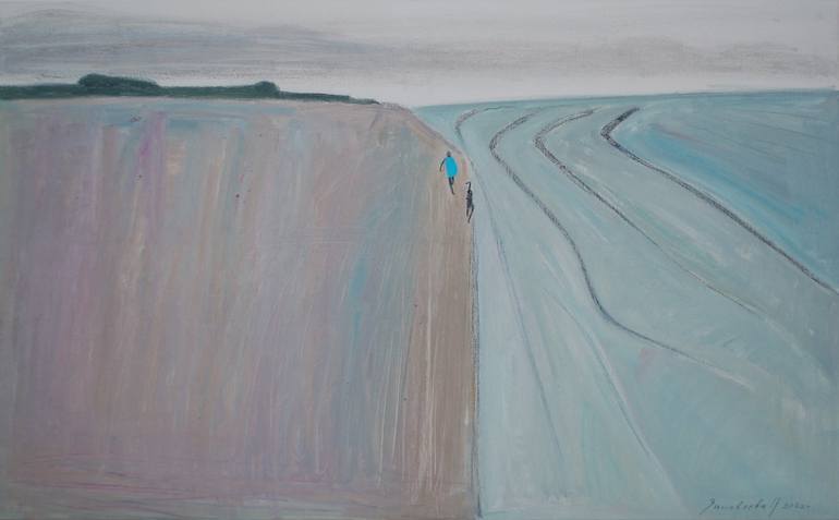 Original Beach Painting by Polina Zinoveeva  Conceptual Art on Canvas  Tide time original painting