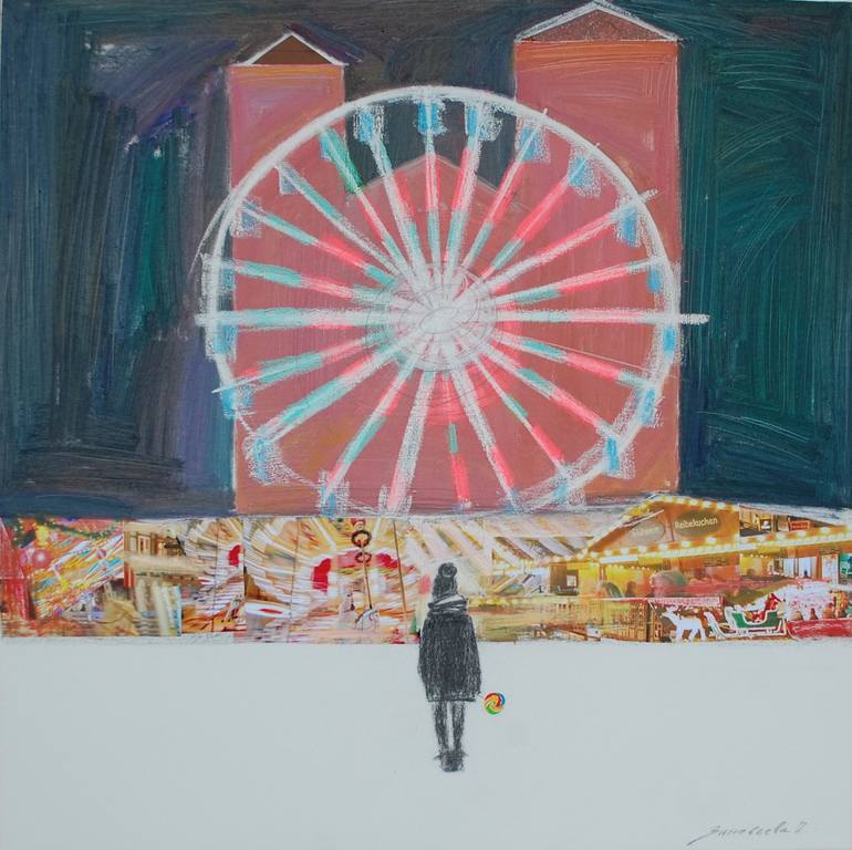 Original Children Painting by Polina Zinoveeva | Conceptual Art on Canvas | There's a celebration