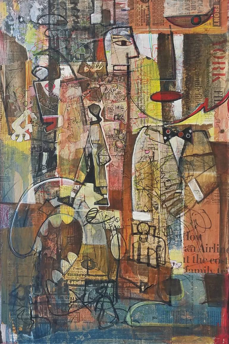 Original Cubism Graffiti Painting by dale voelker