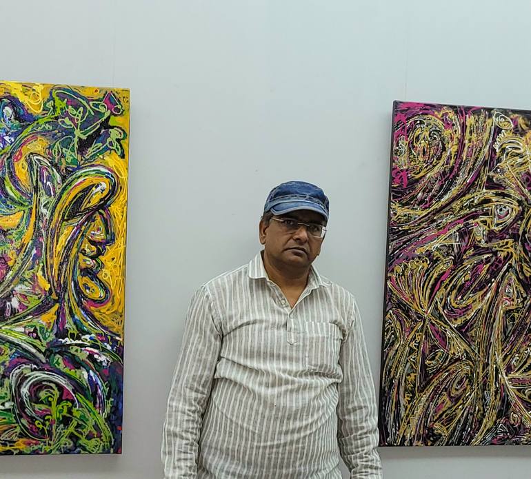 Original Abstract Expressionism Abstract Painting by Gautam Paul