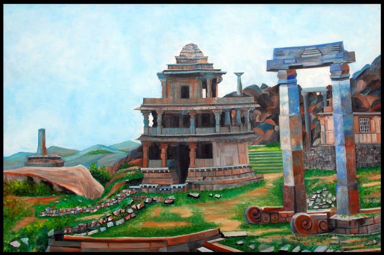Ruins of Chitradurga,Karnataka,India Painting by LSN Achar achar