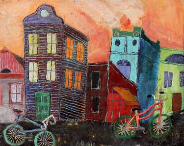 Print of Expressionism Bicycle Paintings by Anna Podris