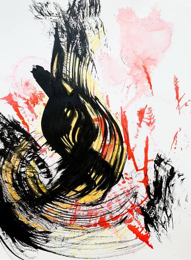 Print of Abstract Calligraphy Mixed Media by Alma Hoffmann