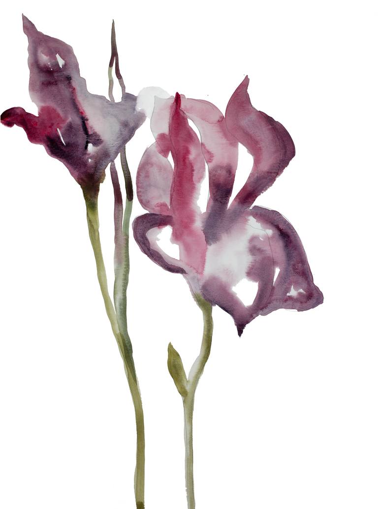 Two Irises No. 2 Painting by Elizabeth Becker | Saatchi Art