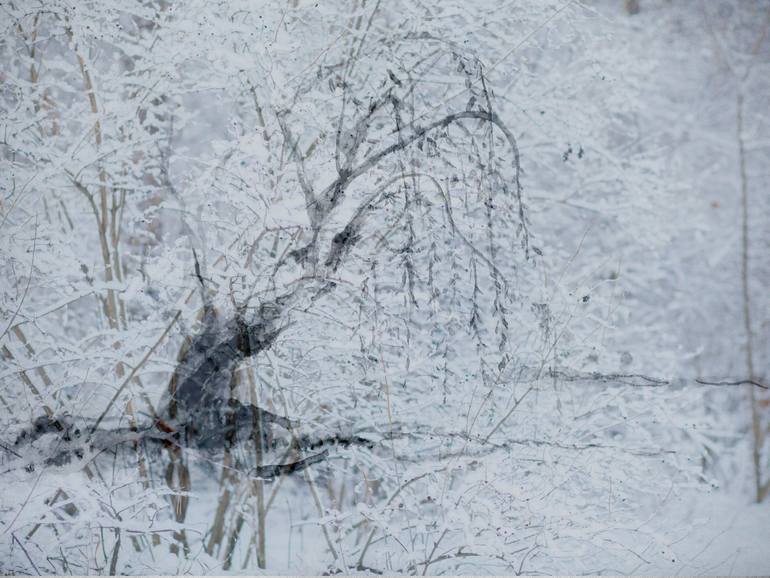 Original Landscape Mixed Media by Joann Milano Neal | Abstract Art on Paper | Tree Different Hours of the Day