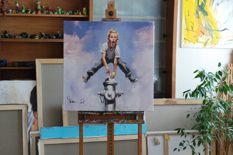 Original Photorealism Children Painting by Igor Shulman