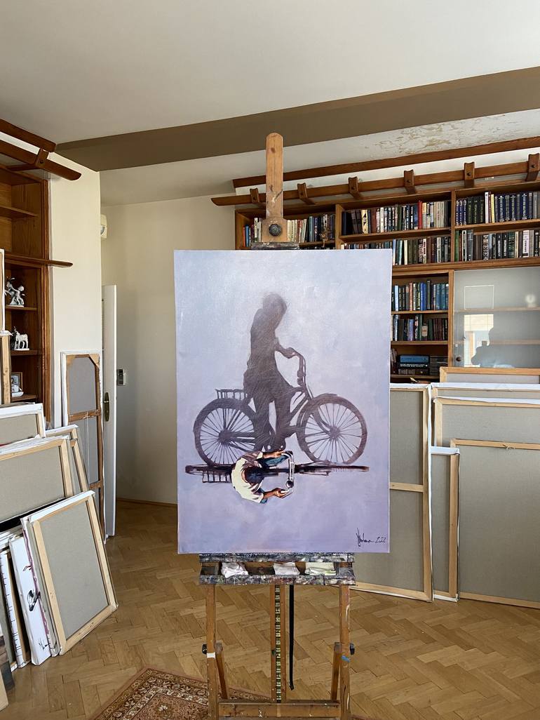 Original Figurative Bicycle Painting by Igor Shulman