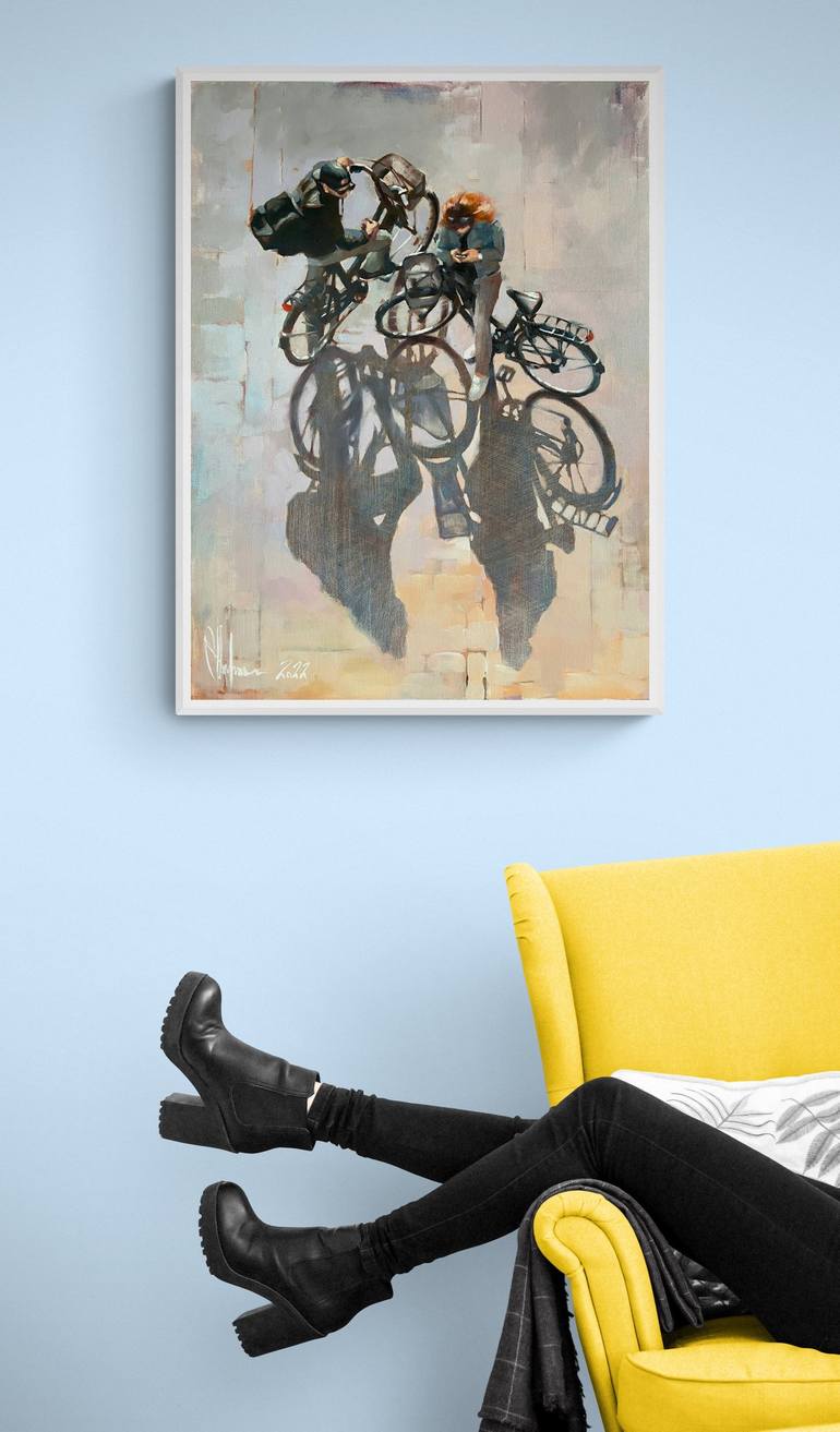 Original Bicycle Painting by Igor Shulman