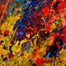Close-up of vibrating colors on the painting, Color Colonization, by artist Terry Smith.