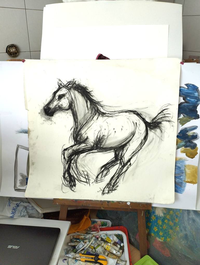 Original Figurative Horse Drawing by Marija Čolić