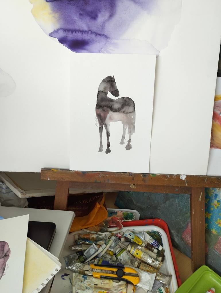 Original Minimalism Horse Painting by Marija Čolić