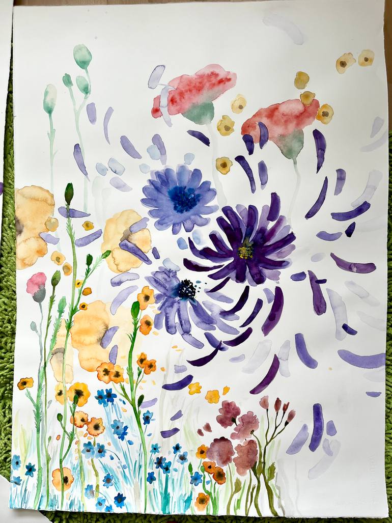 Original Abstract Expressionism Floral Painting by Marija ČOlić