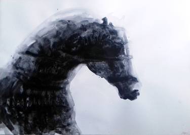 Big black horse portrait thumb