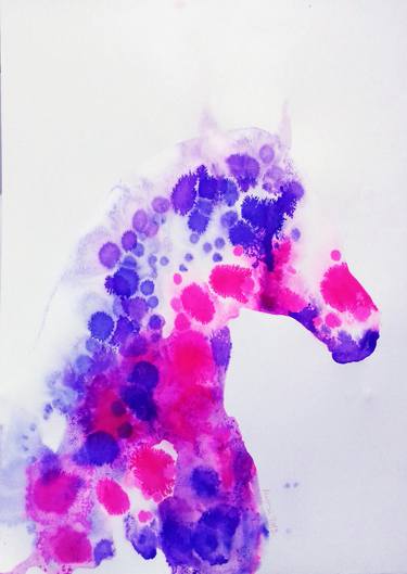 Spring Horses - pink&violet portrait thumb