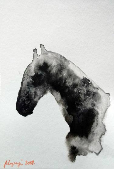 Miniature black horse portrait 1 (March 2019) thumb