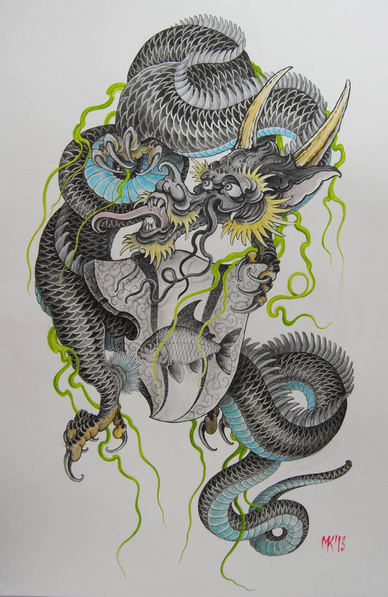 Japan Dragon Drawing By Maxim Kokin Saatchi Art