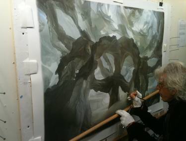 Photo of artist working on Under the Shadow of Mortality thumb