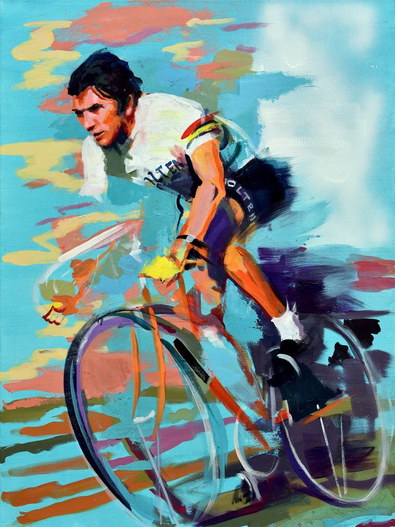 Eddy Merckx Painting by Mark Beaven | Saatchi Art