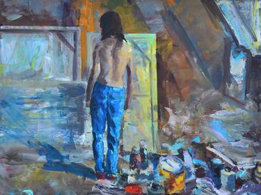 Original Figurative Interiors Paintings by Marin Leschian