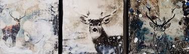 3 paintings deer wintertime (60x20cm 3x 20x20) CW-F-356) thumb