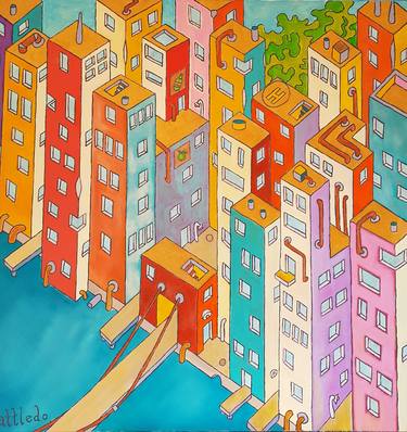 Original Pop Art Cities Paintings by Mattledo O