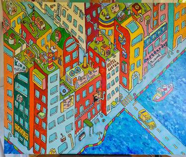 Original Expressionism Cities Paintings by Mattledo O