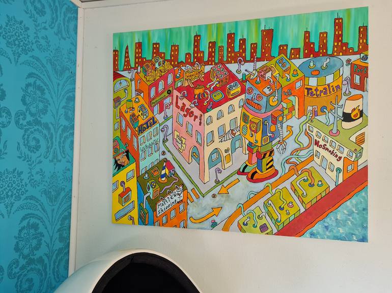 Original Modern Cities Painting by Mattledo O