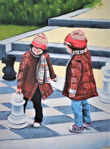 Original Figurative Kids Paintings by Martin Davis