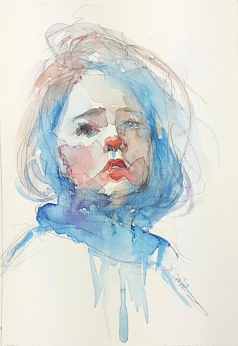 Emily. Watercolour Female Portrait. Painting by Malgorzata Miroslaw ...