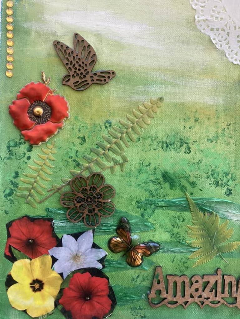 Original Abstract Floral Mixed Media by Karen Terry