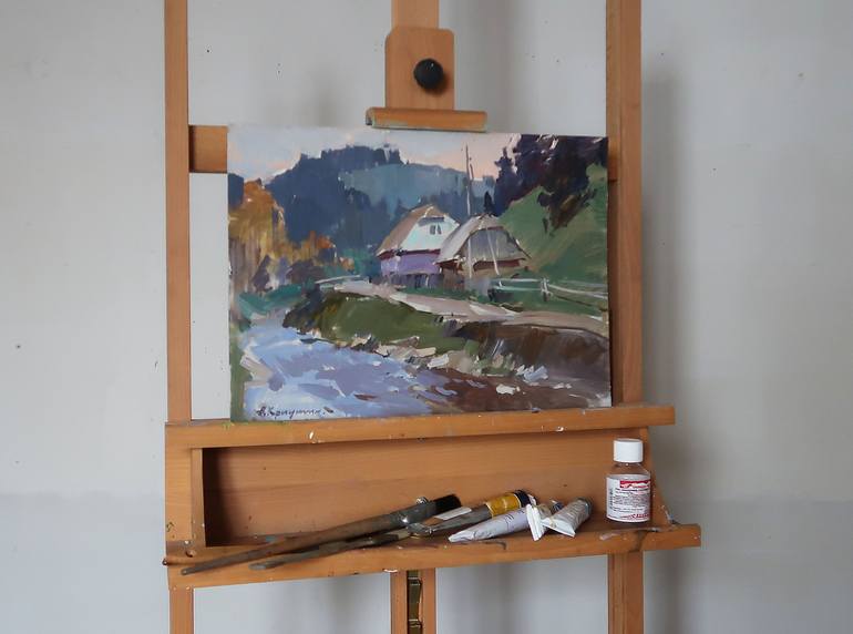Original Impressionism Rural Life Painting by Aleksandr Kryushyn