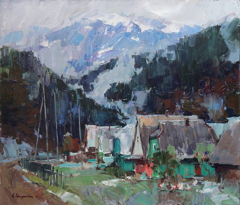 Snow in the mountains Painting by Aleksandr Kryushyn | Saatchi Art
