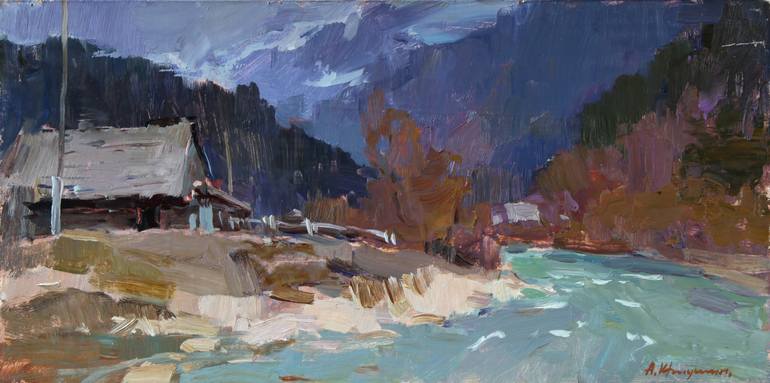 April in the mountains Painting by Aleksandr Kryushyn | Saatchi Art