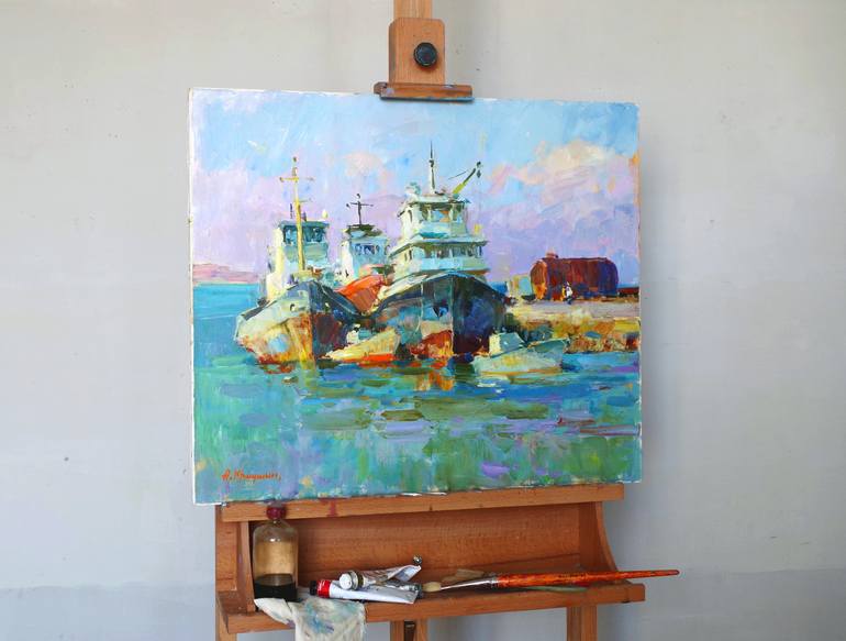 Original Ship Painting by Aleksandr Kryushyn