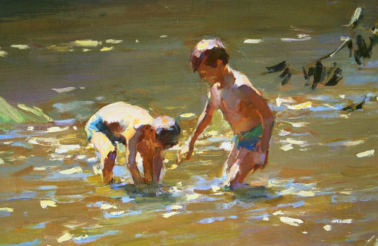 Original Impressionism Kids Painting by Aleksandr Kryushyn