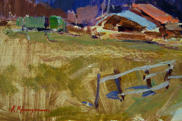 Original Impressionism Rural life Painting by Aleksandr Kryushyn