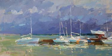Original Impressionism Yacht Paintings by Aleksandr Kryushyn